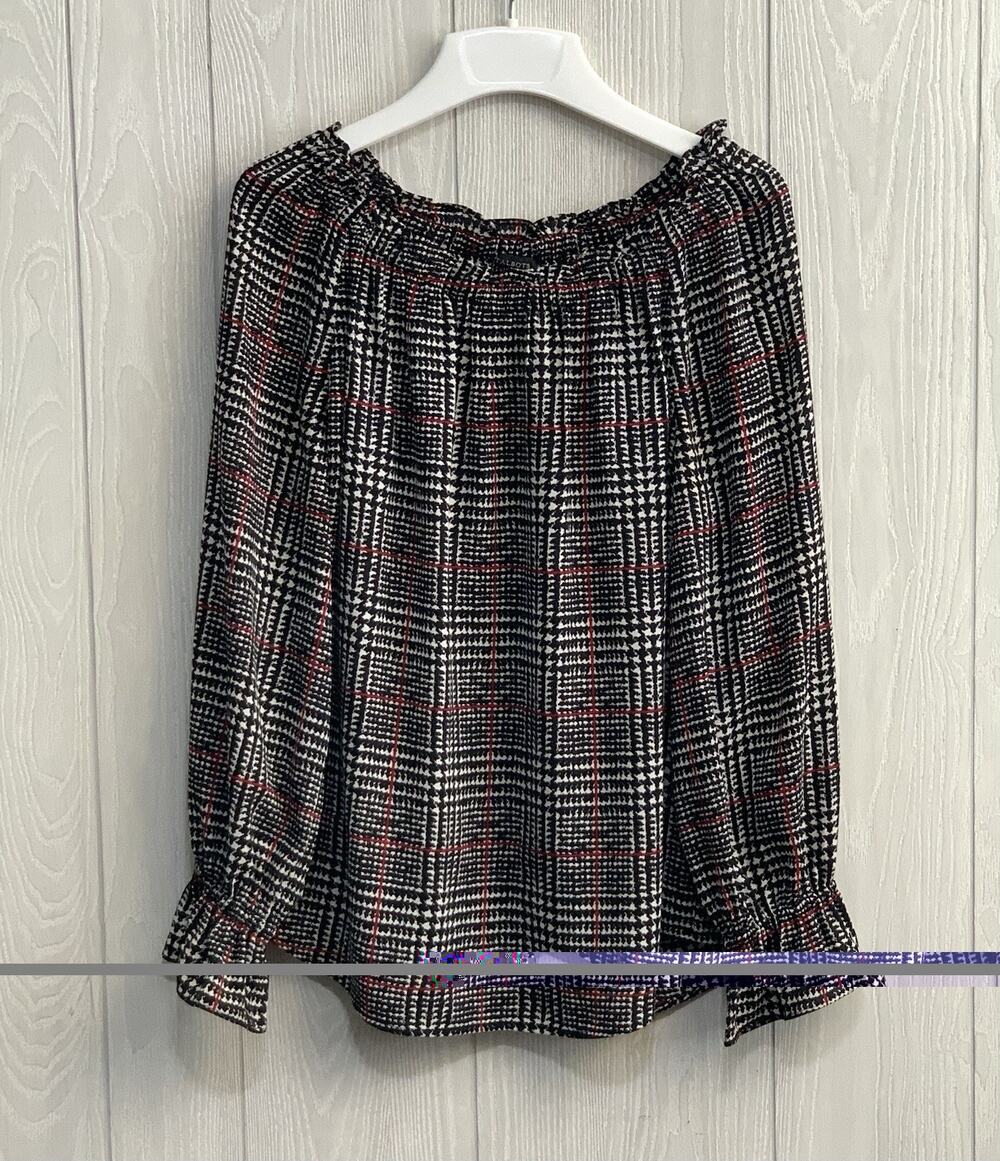 Talbots Black Red Plaid Long Sleeve Top Medium